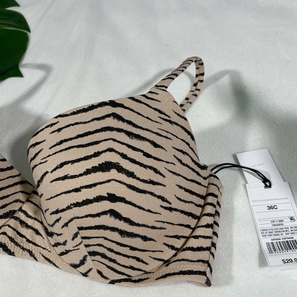 NWT Shade & Shore [ 36C ] Light Lift Bralette Bikini Top Tan Animal Lurex‎ - Picture 7 of 12